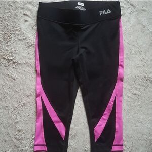 Fila Cropped Leggings Black Pink Womens Size XS
